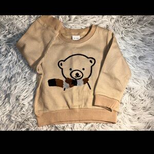 Tan Bear Graphic Pullover Sweatshirt